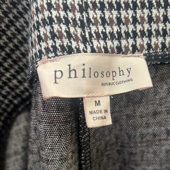 Philosophy Womens Medium Black, Brown and White Houndstooth Leggings - Picture 2 of 5